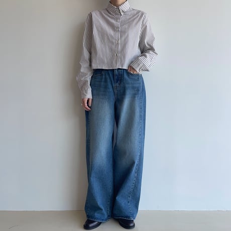 《予約販売》stripe croped shirt/2colors_nb0221