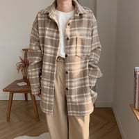✳︎予約販売✳︎wool blend check shirt jk_no0042
