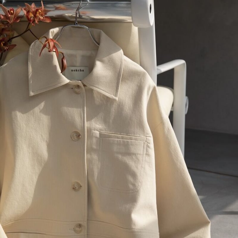 nokcha original】twill over jacket/ivory_no0198