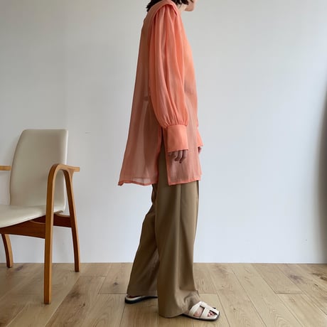 【nokcha original】2way volume sheer blouse/apricot orange_nb0046