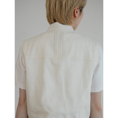 - AUTHENTIC series - material linen vest/ivory_an0041