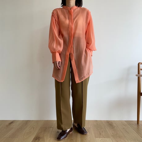 【nokcha original】2way volume sheer blouse/apricot orange_nb0046