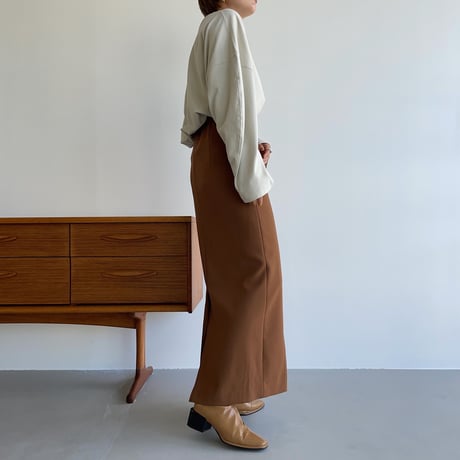【nokcha original】stitch long skirt/camel brown_ns0059