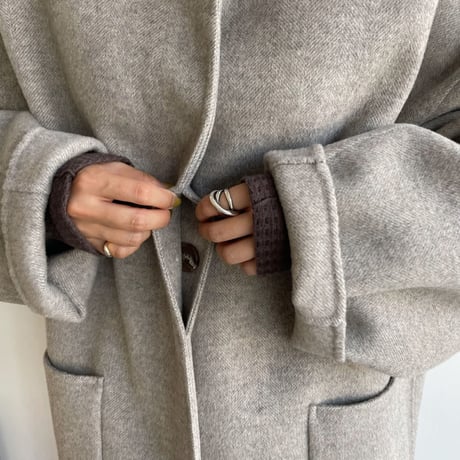 【nokcha original】HAND MADE herringbone over wool coat/gray_no0161