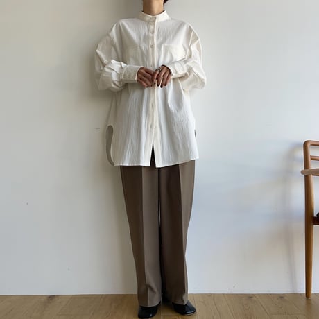 【nokcha original】jacquard round shirt/white_nb0090