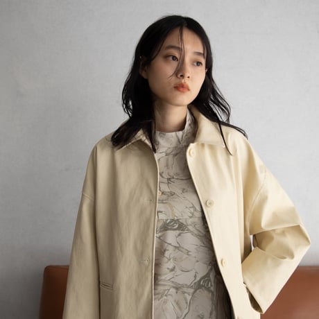 【nokcha original】eco leather over jacket/ivory_no0197