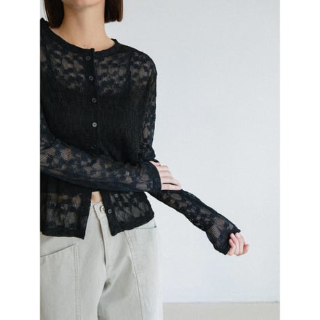《予約販売》jacquard sheer no collar cardigan/2colors_nt2566
