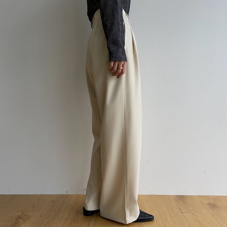【nokcha original】three tuck wide pants/ivory_np0766