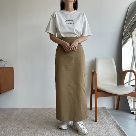 【nokcha original】twill long skirt/beige_ns0064