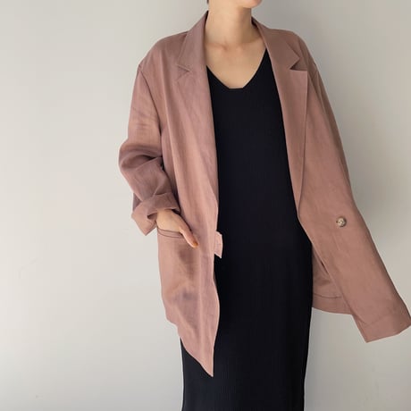【nokcha original】linen tailored jacket/pink brown_no0159
