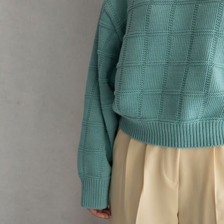【nokcha original】block over knit/light blue_nt1263