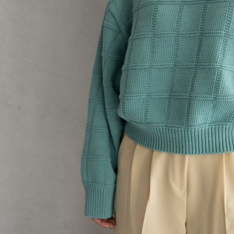 ニット+セーター nokcha / simply over knit nokcha original】block over knit/light blue_nt1