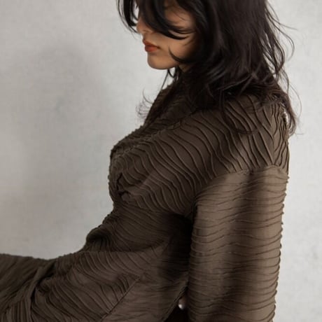 【nokcha original】volume long dress/brown_nd0119