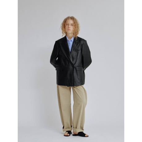 - AUTHENTIC series - double breasted fake leather jacket/black_an0057