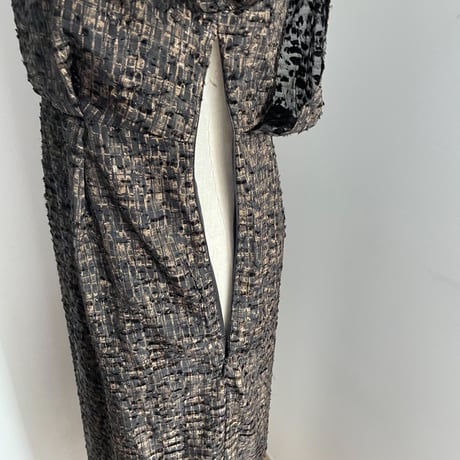 【nokcha original】jacquard sheer dress/black_nd0093