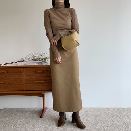 【nokcha original】twill long skirt/beige_ns0064