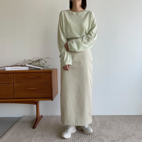 【nokcha original】twill long skirt/ivory_ns0063