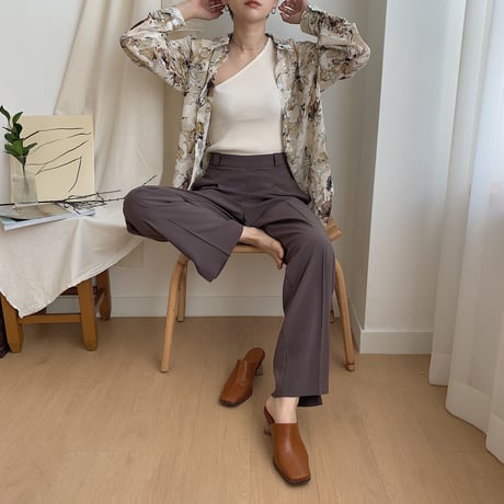 【nokcha original】slit long slacks pants/2colors_np0146