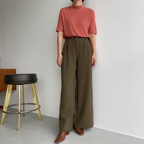 【nokcha original】back slit long pants/deep khaki_np0453
