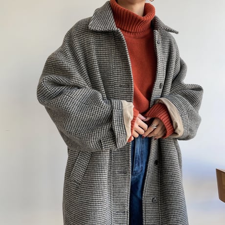 【nokcha original】hounds tooth check coat/black_no0174