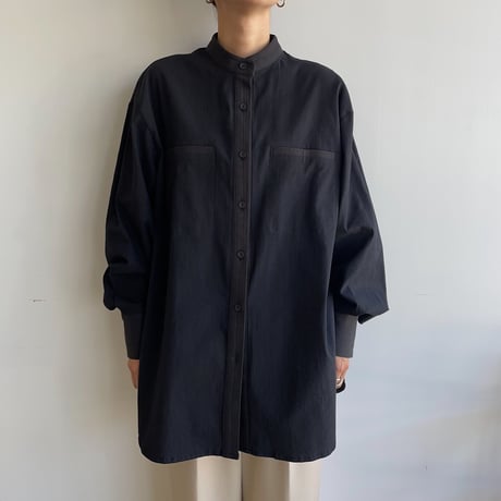 【nokcha original】jacquard round shirt/black_nb0091