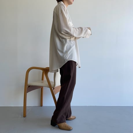 【nokcha original】pin stripe sheer over shirt/ivory_nt1044