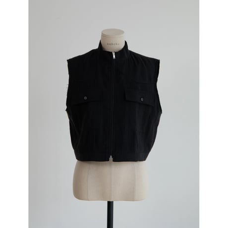 - AUTHENTIC series - material linen vest/black_an0042