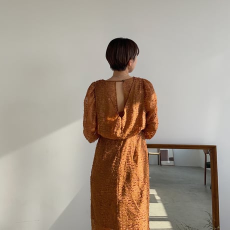 【nokcha original】jacquard sheer dress/camel_nd0092