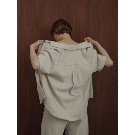 - AUTHENTIC series - vintage like linen shirt/ivory_an0038
