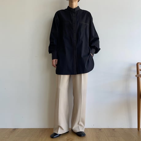 【nokcha original】jacquard round shirt/black_nb0091
