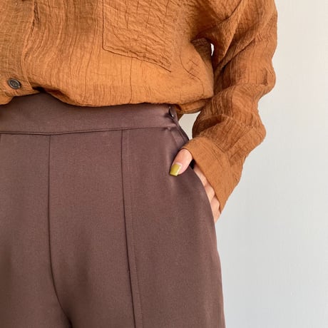 【nokcha original】satin slit pants/brown_np0456