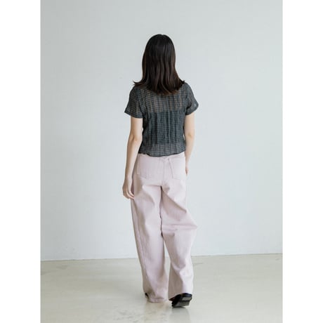 《予約販売》croped sheer check shirt/2colors_nb0378