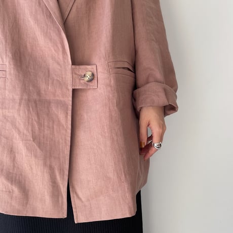 【nokcha original】linen tailored jacket/pink brown_no0159