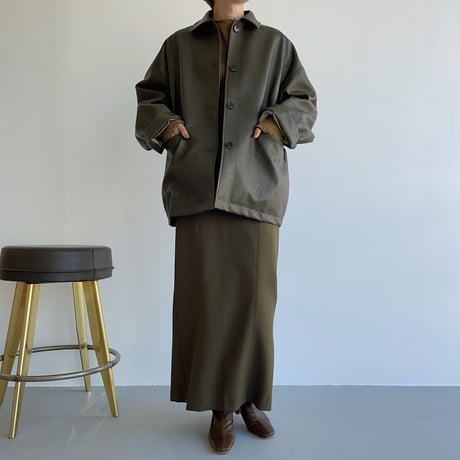 【nokcha original】eco leather over jacket/deep khaki_no0164