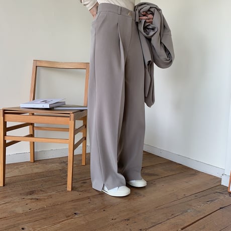 【NOKCHA original】quality long slacks slit pants/ greige_np0163