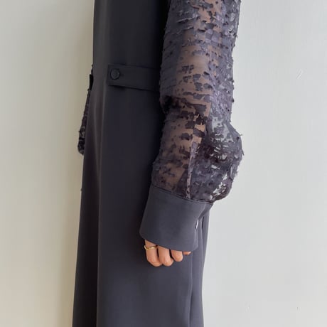 【nokcha original】sleeve dress/charcoal navy_nd0134