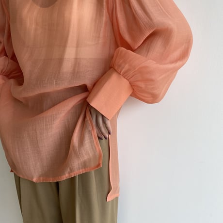 【nokcha original】2way volume sheer blouse/apricot orange_nb0046