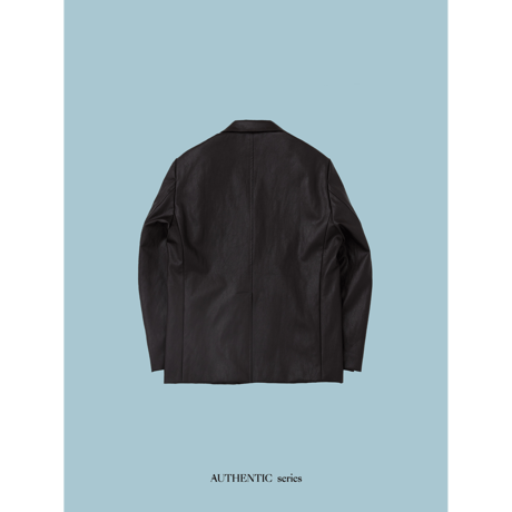- AUTHENTIC series - double breasted fake leather jacket/deep brown_an0056