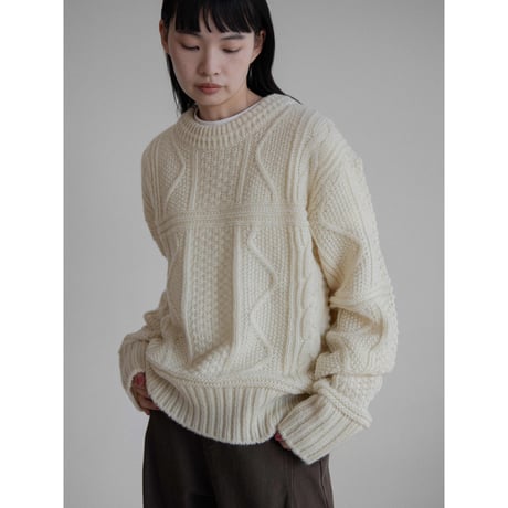 《予約販売》vintage like aran knit pullover/2colors_nt2197