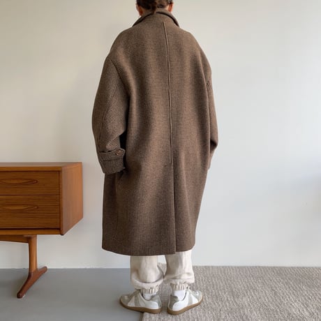 【nokcha original】hounds tooth check coat/brown_no0175
