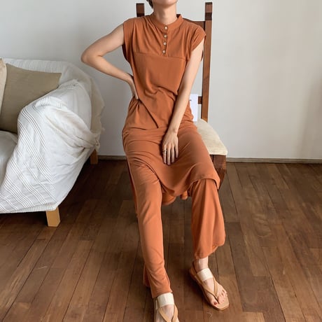【nokcha original】material lady pants/ brick_np0243