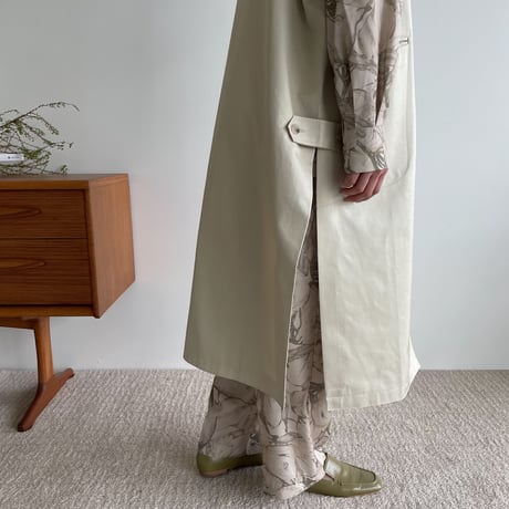 【nokcha original】twill slit long vest/ivory_no0204