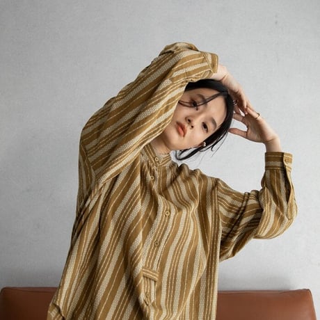 【nokcha original】jacquard over blouse/camel_nb0042