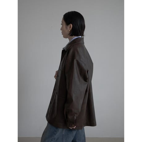 《予約販売》mannish middle leather like jacket/2colors(unisex)_no0397