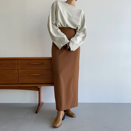 【nokcha original】stitch long skirt/camel brown_ns0059