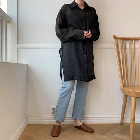 ✳︎予約販売✳︎sheer  slit shirt/2colors_nb0002