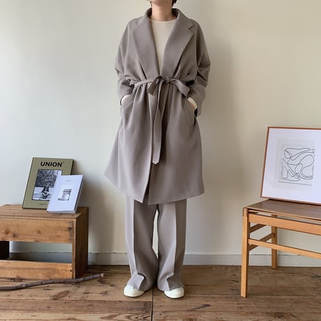 【NOKCHA original】quality long slacks slit pants/ greige_np0163