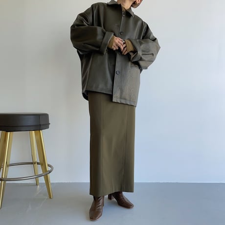 【nokcha original】eco leather over jacket/deep khaki_no0164