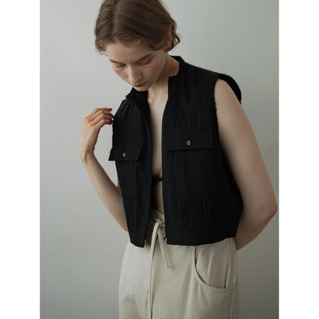 - AUTHENTIC series - material linen vest/black_an0042