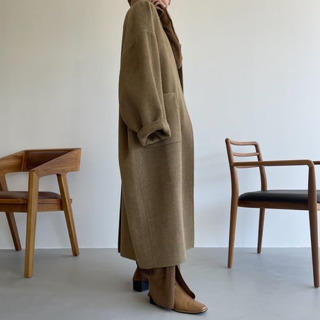 【nokcha original】HAND MADE herringbone over wool coat/beige_no0160